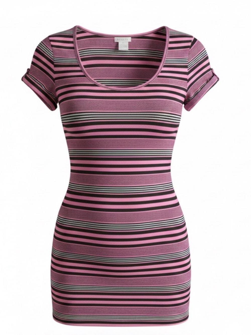 Brat Star by Guilty Striped Y2K T-shirt Dress in Pink, Black, and White